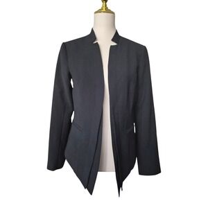 Trouvé Black Open Front Blazer Women's Size S Modern Collarless Jacket